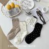 Calcetines Verano Mujer Delgados Lunares Polares Media Caña Algodón Ins Trendy Principios de Otoño Estilo Japonés Encaje Hongo Blanco Calcetines de Rizo