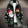 Elementos Navideños Transfronterizos a Todo Color Cardigan con Cremallera Holgado con Capucha para Hombre Ropa de Algodón DIY por Imagen