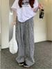 Pantalones de Cuadros Azules Vintage Verano 2025 Nuevo Cintura Alta Recto Caído Casual Textura Yamamoto Pierna Ancha Pantalones de Mujer