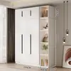 Armario para uso doméstico en el dormitorio, gabinete de almacenamiento de doble puerta, diseño moderno simple, adecuado para apartamentos pequeños y propiedades de alquiler, gabinete de almacenamiento ensamblado de lujo ligero