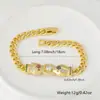 Distrito de Lu Cruzamento Novo Cobre Incrustado Zircônia Criativo Duas Cabeças Leopardo Pingente Conserva de Cor Ouro Genuíno Galvanizado Personalizado Hip-hop Pulseira