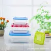 Plástico Redondo Transparente Juego de 4 Piezas Recipiente para Verduras Refrigerador Caja de Almacenamiento de Alimentos Lonchera Lonchera Lonchera Apto para Microondas