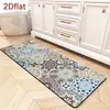 Tapete de Chão de Terra de Diatomáceas com Azulejo Floral Estilo Americano Tapete de Chão de Cozinha Conjunto de Duas Peças Resistente ao Desgaste Antiderrapante Tapete para Pés Doméstico Absorvente de Água Secagem Rápida