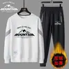 Comércio Exterior Masculino Veludo Solto e Confortável Terno Primavera e Outono Casual Esportivo Moletom Gola Redonda e Calça de Moletom Conjunto de Duas Peças