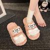 Sandalias Chanclas de Gato Lindas Versátiles de Moda con Suela Gruesa para Mujer 2025 Otoño Lazo Niña Zapatillas de Algodón para Casa Exterior