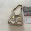 Bolsa Tote Listrada de Grande Capacidade Estilo Relaxado de Alto Valor para Mulheres Nova Coleção Verão 2026 Bolsa de Ombro Leve para o Dia a Dia