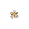 Anillo abierto de oro real de 18k bañado en circonita, forma de gota de agua y flor, simple, elegante, anillo de dedo índice de alta gama, anillo de nuevo diseño