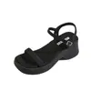 Sandalias de tacón alto sin cordones para mujer, estilo de hada, sandalias romanas de alta gama, nuevas sandalias de cuña con plataforma gruesa para verano 2026 para mujer