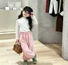 Overol Rosa para Niñas Estilo Primavera y Otoño para Bebés y Niños Pequeños Pantalones de Pierna Ancha Multibolsillos Cintura Elástica Cordón Puños Elásticos Casuales Pantalones Largos