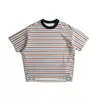 Yidao Vintage 2026 Verano Nuevo Estilo Japonés Camiseta de Rayas con Mangas de Murciélago para Hombre, Ajuste Holgado Marca de Moda Oversize Manga Corta
