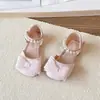 Sandalias de Princesa para Niñas 2026 Verano Nuevas Moda Infantil Versátiles Zapatos de Cristal Bebé Suela Suave Lazo Zapatos Individuales