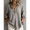 Roupas Femininas Transfronteiriças Amazon Outono Novo Estilo Roupas Femininas Casual Solta Moda Cor Sólida Manga Longa Lapela Cardigan Camisa