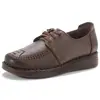 Primeira Camada Couro de Vaca Outono Novo Retro Sapatos de Couro Solado Macio Sapatos de Mãe Plataforma Solado Grosso Salto Anabela Sapatos Femininos de Couro Genuíno Flats