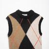 Atacado de Moda Feminina Transfronteiriça 2025 Novo Outono Padrão Diamante Gola Redonda Sem Mangas Camada de Tricô Colete 6771110
