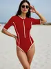 Nuevo Traje de Baño de Una Pieza de Color Puro Europeo y Americano Bikini Conservador Delgado para Mujer Bikini Caliente de Primavera Amazon