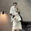 Traje americano de manga corta para hombre, nuevo modelo verano 2026, holgado, elegante, moderno, conjunto de dos piezas de pantalones cortos de media manga con cremallera