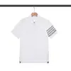 Nueva Camisa Polo de Verano Tb de Manga Corta con Cuello de Solapa, Estilo Unisex, Diseño Teñido en Hilo, Camiseta Clásica de Manga Corta con Cuatro Rayas