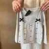 Conjunto de Ropa de Primavera para Niñas: Pantalones de Lunares con Lazo Acampanados para Niña, Top de Manga Larga Estilo Dos Piezas Falsas para Bebé, Estilo Elegante y a la Moda