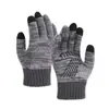 Guantes de Pantalla Táctil Cálidos para Otoño e Invierno de Cinco Dedos Tejidos con Forro de Felpa Engrosados para Montañismo al Aire Libre, Guantes de Lana a Prueba de Frío y Cálidos para Ciclismo