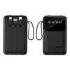 Mini Power Bank 3C de Aparência Premium, Compacto e Conveniente com Cabo Embutido, Grande Capacidade de 2W Mah, Fonte de Alimentação Móvel com Logo Personalizado