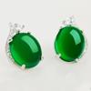 Suministro en vivo aretes sencillos de calcedonia verde sencillo aretes sencillos de cristal esmeralda de cuatro garras con diamantes completos aretes de esmeralda mujer
