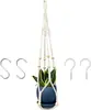 Bolsa de Malla para Maceta Tejida a Mano Cesta de Jardinería Colgante Cuerda Colgante de Cuerda de Cáñamo Transfronteriza Bolsa de Malla para Maceta sin Fondo para Plantas Verdes