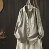 Camisa Camada Feminina 2026 Primavera Novo Estilo Listrada Verticalmente Algodão Puro Gaze Dupla Camada Vintage Versátil Manga Longa