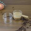 Barandilla de madera y cristal con escala taza pequeña de leche taza de espresso italiana tarro pequeño de leche transparente taza medidora de boca única lateral