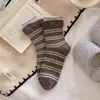 Meias de Lã Estilo Fair Isle Outono e Inverno, Meias Grossas de Cano Médio Boneco de Neve com Fio Pontilhado Estilo Japonês, Meias Largas Quentes e Grossas