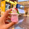 Boneca Cartoon Gato Kt com Areia Líquida em uma Garrafa Atacado Decoração Criativa para Mesa Pingente de Chaveiro Acrílico Pequeno Acessório