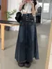 Falda Vaquera Vintage para Mujer Otoño Nuevo Tipo de Cuerpo Pera Talla Grande Chica Gordita Adelgazante Longitud Media Falda de Cadera Línea A