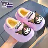 Pantuflas de algodón de invierno para niños Sanrio, unisex, cálidas y forradas de felpa, impermeables, con diseño de Kuromi, estilo bebé con talón cerrado