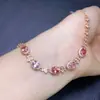 Pulseira de Turmalina Natural, Turmalina com Aparência Limpa e Pura, Pedra Principal de Turmalina Natural 5*6mm, Finamente Trabalhada com Cravações em Prata 925