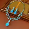 Brincos Colar Pingente Flor Zircônia Gota d'Água Corrente de Clavícula Nicho de Luxo Leve Joias Estilo Palácio Retrô para Mulheres com um Toque de Alto Padrão