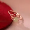 Novo Anel de Peixe Koi de Jade Estilo Chinês para Mulheres, Banda Lisa de Peixe Dourado de Resina, Anel para Dedo Indicador, Anel Ajustável Estilo Étnico Simples e Versátil
