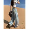 Calça Jeans Wide Leg para Mulheres 2026 Novo Estilo com Design Único, Vibe Preguiçosa Estilo Americano, Calça Reta Solta Emagrecedora Comprimento Total