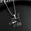 Collar con colgante de gato y navaja de bolsillo de acero de titanio para hombres y mujeres, con personalidad de nicho, que no se decolora, para parejas y estudiantes.
