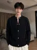 Cardigan de malha cleanfit peso pesado estilo old money casaco estação outono e inverno cleanfit quente gola redonda suéter masculino moderno