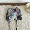 Gorro retro americano con estampado de mariposas, estilo fino de verano para mujer, adelgazante, gorro de punto con cordón, gorro pañuelo de cabeza de moda