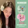 Presilha de Cabelo Flor Orquídea Borboleta Atmosfera Super Feérica para Mulheres, Presilha Lateral Bico de Pato Estilo Floresta, Acessório Estilo Feriado para Penteado no Topo da Cabeça