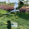 Escultura de Grulla de Acero Inoxidable Decoración de Paisaje Acuático de Patio Paisaje Exterior Piscina Jardín Artesanías de Hierro Adornos Tridimensionales