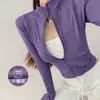 Jaqueta de Veludo Fina para Yoga Feminino, Top Fitness Casual Versátil de Gola Alta Justo, Manga Longa Esportiva Respirável para Primavera