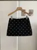KEKEZOON Falda de Ante Sintético de Lunares de Gama Alta, Falda Corta de Otoño Ajustada Línea A, Antiexposición 8702