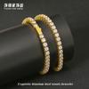 Pulsera de Cadena de Tenis Completa de Circonita Brillante Acero Inoxidable No se Desvanece Lujo Ligero Acero de Titanio de Alta Gama Estilo Hip-Hop para Hombre