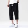 Shorts Masculino Verão Fino 2023 Tendência Solto Casual Cropped Calças Esportivas Pierna Larga Calças Cropped de Algodão e Linho