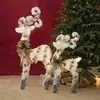 Decoraciones de Muñeco de Nieve Navideño, Adornos que Mejoran la Atmósfera, Escena de Reno Blanco de Peluche Brillante para Nochebuena, Exhibiciones de Ventana