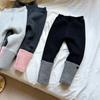 Leggings Grossas de Inverno para Meninas, Forradas com Lã, Calças Cinzas Estilosas para Crianças e Crianças Pequenas