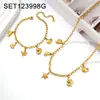 Conjunto de Colar e Pulseira em Aço Titânio Banhado a Ouro Estilo Oceano, Pingente de Estrela-do-Mar e Peixe, Joias Versáteis de Luxo Leve para Mulheres