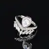Estilo Coreano Nueva Llegada Anillo de Zirconia con Forma de Corona Gota de Agua Pera con Forma de Diamante Moussan Anillo de Boda R8420