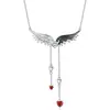 Corrente para Clavícula Cruzada Europeia e Americana Gótica Amor Anjo Demônio Asas Diamante Duas Cores Moda Pingente Colar de Casal